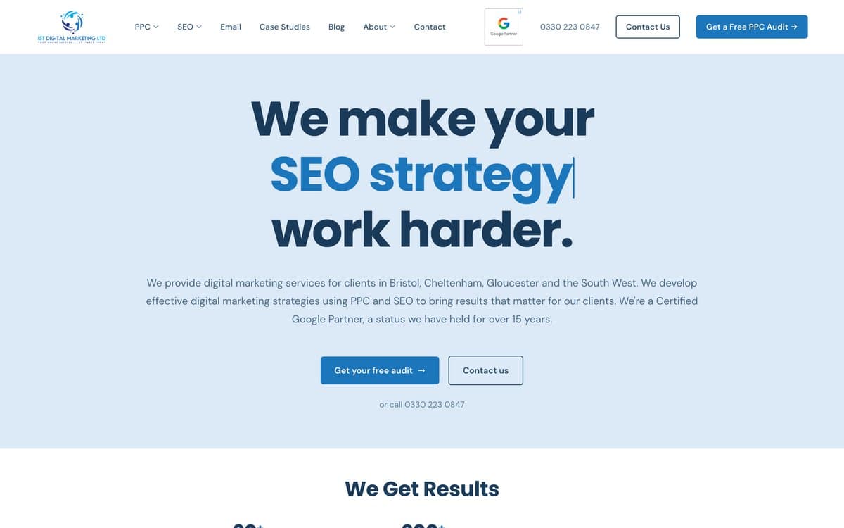 The IST Digital Marketing website, designed and built by SearchMaven